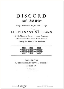 Title Page of Discord and Civil Wars issued by the Easy Hill Press for the Salisbury Club of Buffalo